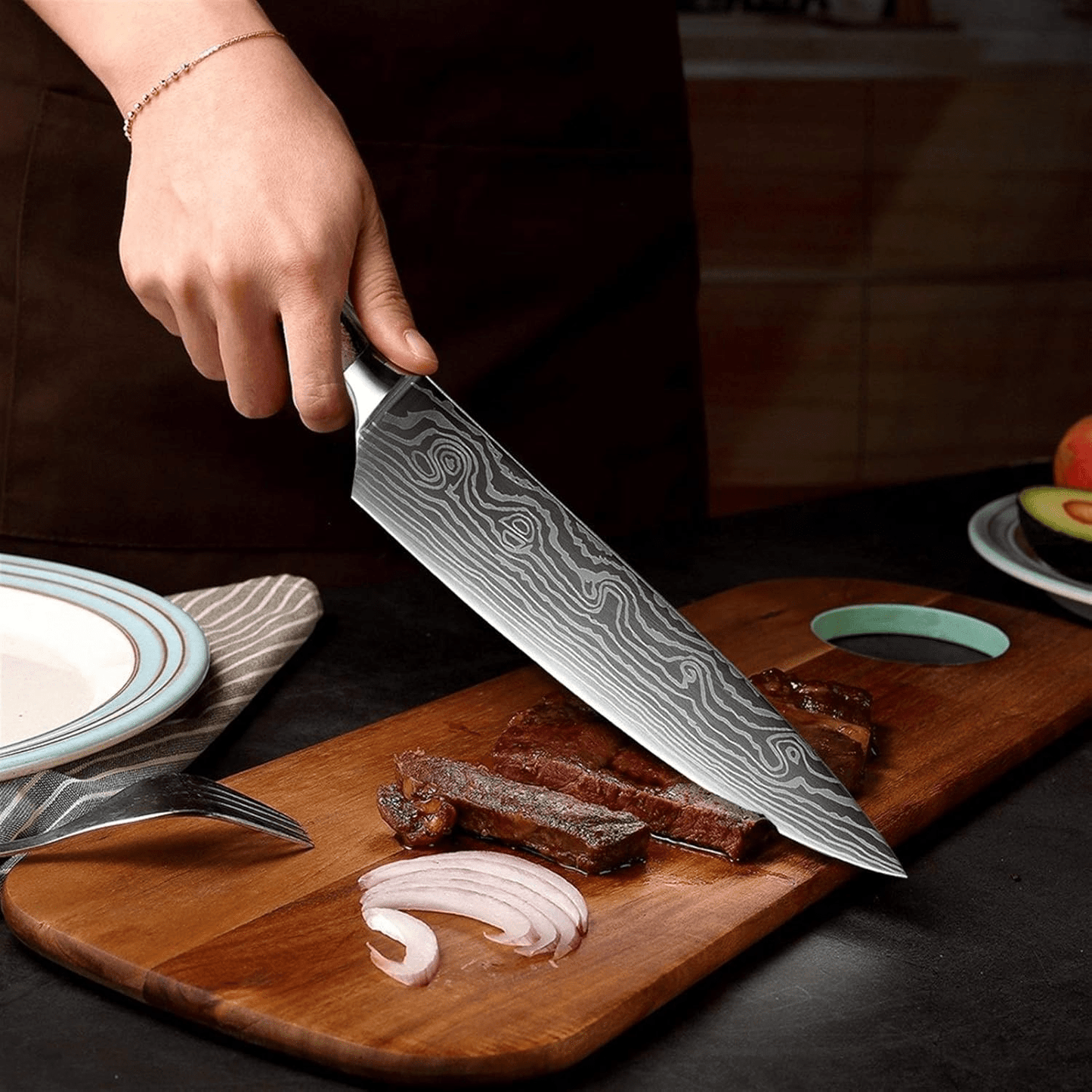 Couteau de cuisine - DamascusKitchenKnives™ - Couteau Santoku - Cuisi - Art